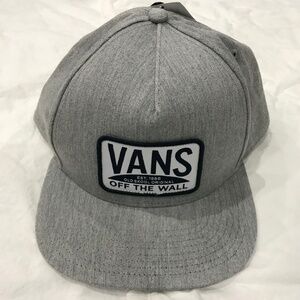 NWT VANS 100% Cotton Original Classic Snapback Hat Flat Brim Heather Grey